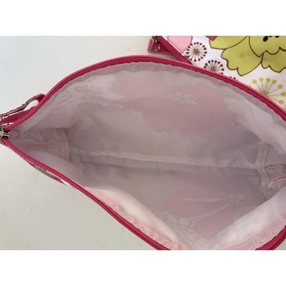 Clinique Makeup Bags Multi~Color Floral Lined 3Pc Set NWOT